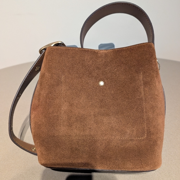Coach Bleecker Bucket Bag 21 Warm Brown Suede - Picture 2 of 8